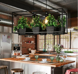 Metta - Wrought Iron Suspended Planter Lamp