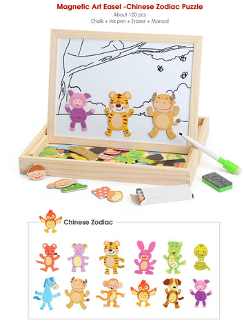 Image of Wooden Magnetic Puzzle 100pcs - Toy Kids