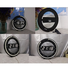 Load image into Gallery viewer, Hanging Wall Clock Black Circle Automatically Adjust Brightness Digital Led Display