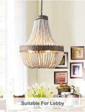 Load image into Gallery viewer, Metis - Vintage Wooden Beaded Round Chandelier