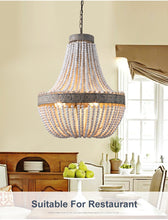 Load image into Gallery viewer, Metis - Vintage Wooden Beaded Round Chandelier