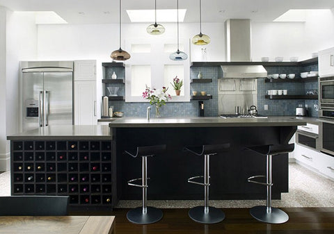 Image of Contemporary Hanging 6 Color Glass Pendant Lights