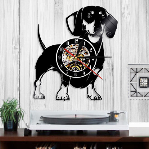 Image of Dog Vinyl LP Record Clock 3D Clock Dog Lover Gift