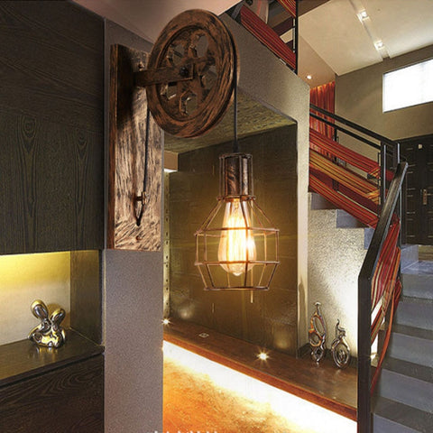 Image of Loft - Industrial Vintage Pulley Wall Mounted Lamp