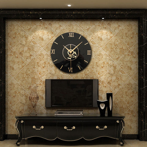 Image of Creative Silent Wall Clock 3D Retro Rustic DIY Wooden Handmade Oversized Wall Clock