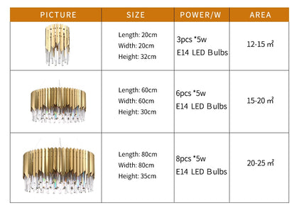 Gold Crystal Kitchen Pendant Hanging Lights