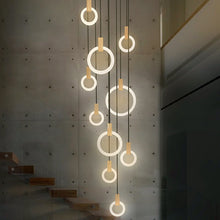 Load image into Gallery viewer, Modern LED Wall Stair Ring Chandelier