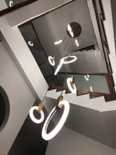 Load image into Gallery viewer, Modern LED Wall Stair Ring Chandelier