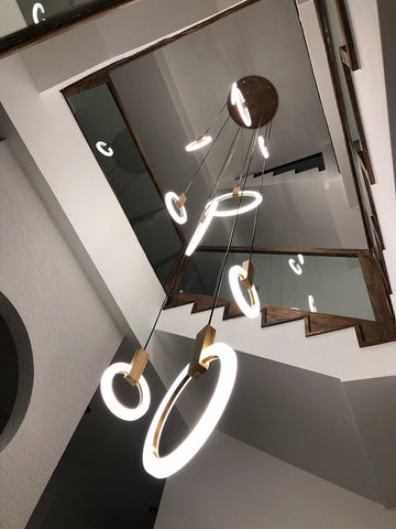 Image of Modern LED Wall Stair Ring Chandelier