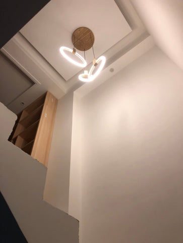 Image of Modern LED Wall Stair Ring Chandelier