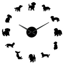 Load image into Gallery viewer, DIY Wall Art Wiener-Dog Puppy Dog Giant Wall Clock With Mirror Effect