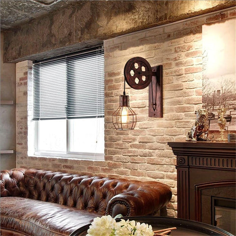 Image of Loft - Industrial Vintage Pulley Wall Mounted Lamp