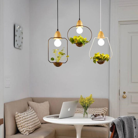 Image of Zox - Modern Nordic Iron Pendant Planter Lamp