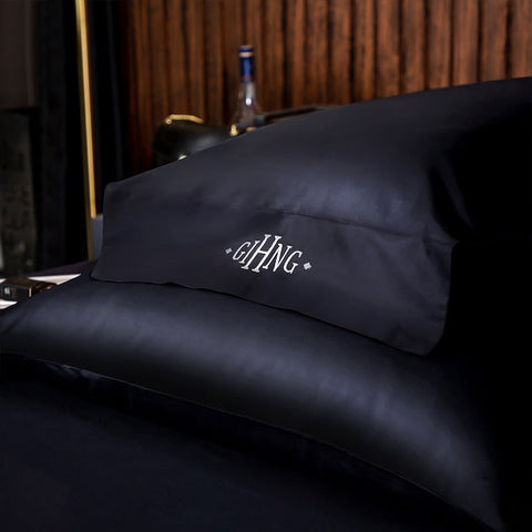 Image of Black Egyptian Cotton Cover Bed - Set