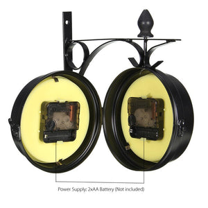 Double Sided Antique Metal Wall Clock