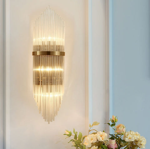 Image of Gold Indoor Living Room Crystal Wall Lamp