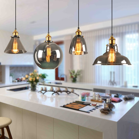 Image of Vintage 5.5" To 11" Wide Pendant Glass Retro Lights - Sofrey Selects