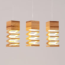 Load image into Gallery viewer, Oak Wood 10 1/2&quot; Wide Square Falling Wooden Pendant Lamp