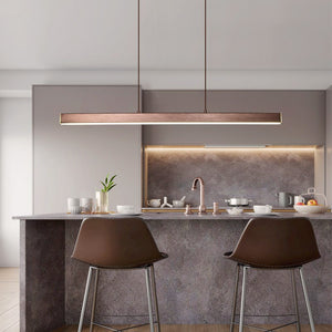 Modern Wood 31 1/2" to 59" Aluminum Polished Pendant Chandelier