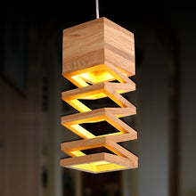 Load image into Gallery viewer, Oak Wood 10 1/2&quot; Wide Square Falling Wooden Pendant Lamp