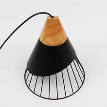 Load image into Gallery viewer, Wooden Base Iron Cage Hanging Nordic Lamp
