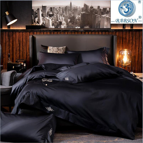 Image of Black Egyptian Cotton Cover Bed - Set