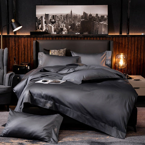 Image of Black Egyptian Cotton Cover Bed - Set