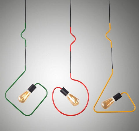 Image of Colorful Modern Pendant Light - Twisted Wire Shapes