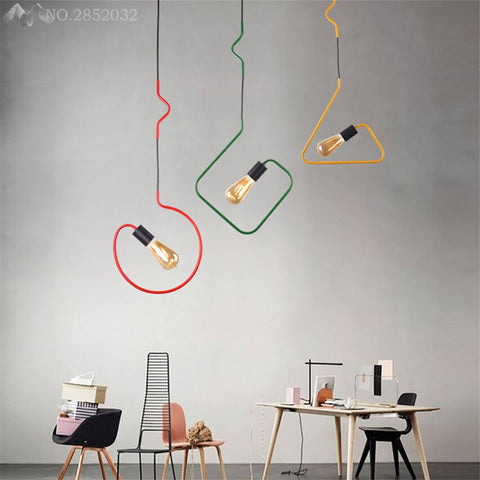 Image of Colorful Modern Pendant Light - Twisted Wire Shapes