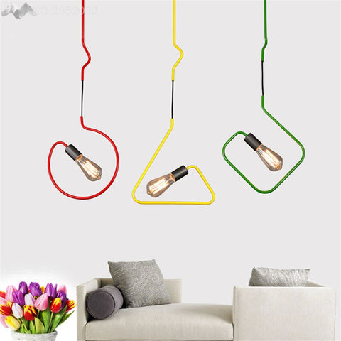 Image of Colorful Modern Pendant Light - Twisted Wire Shapes
