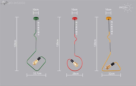 Colorful Modern Pendant Light - Twisted Wire Shapes