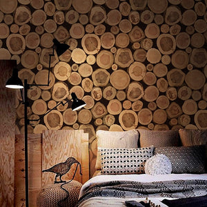 3D Wooden Log Texture Wallpaper