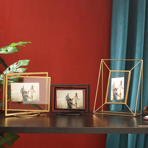 Geometric Metal and Glass Photo Frame