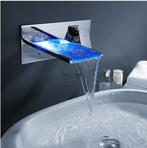 Image of Wall Bathroom Sink Faucet LED
