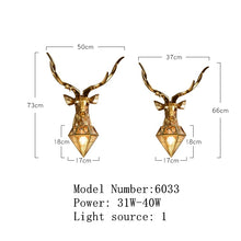 Load image into Gallery viewer, Modern Resin Antler Wall Lamp Nordic Retro Deer