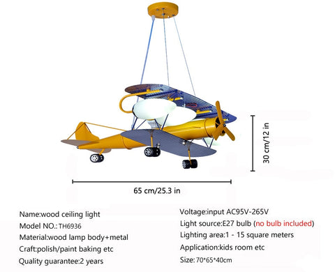 Image of Airplane Hanging Lamp Light Kids Room