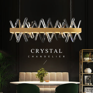 Modern Rectangle Crystal Chandelier for Living and Dining Room