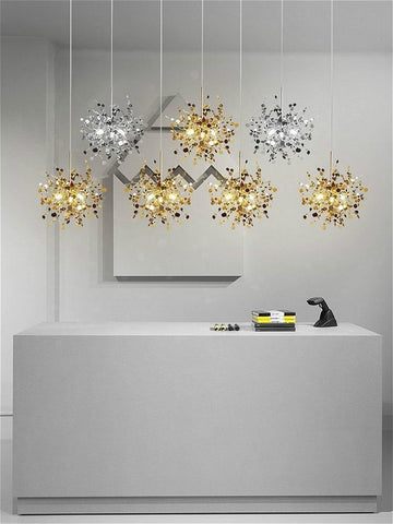 Image of Modern Stainless Steel Chrome Leaf LED Chandelier