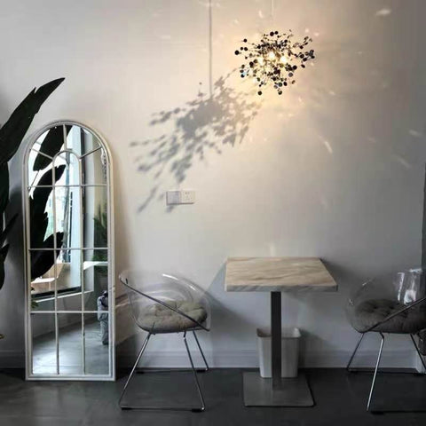 Image of Modern Stainless Steel Chrome Leaf LED Chandelier