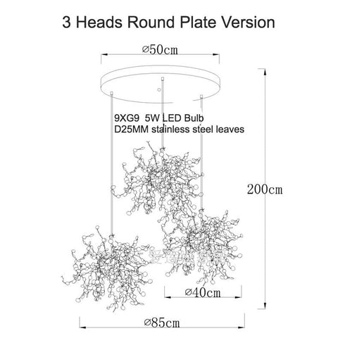 Image of Modern Stainless Steel Chrome Leaf LED Chandelier