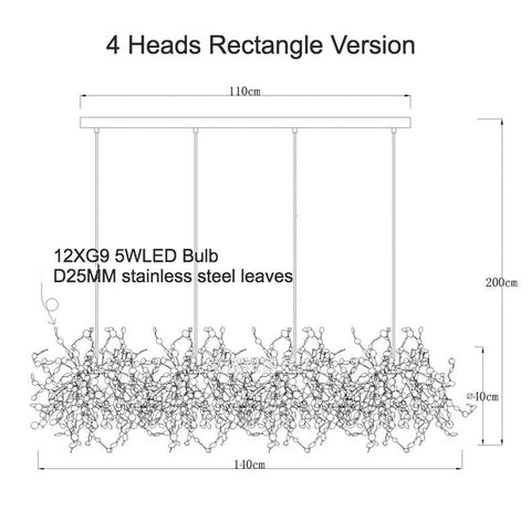 Image of Modern Stainless Steel Chrome Leaf LED Chandelier