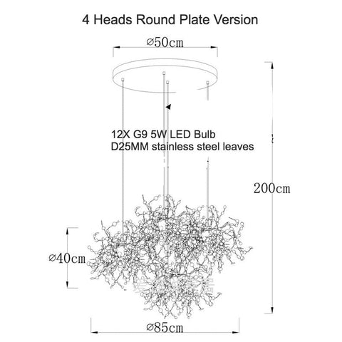 Image of Modern Stainless Steel Chrome Leaf LED Chandelier