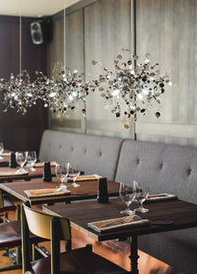 Modern Stainless Steel Chrome Leaf LED Chandelier