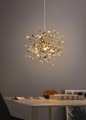 Image of Modern Stainless Steel Chrome Leaf LED Chandelier