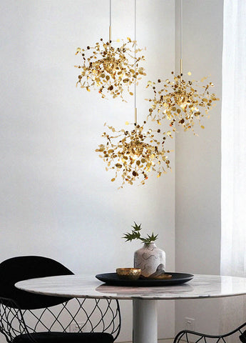 Image of Modern Stainless Steel Chrome Leaf LED Chandelier