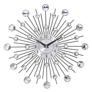 Jeweled Round Sunburst Metal Wall Clock