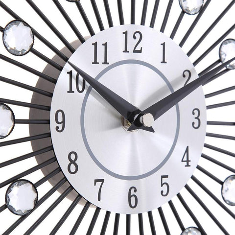Image of Jeweled Round Sunburst Metal Wall Clock