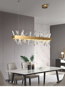 Modern Rectangle Crystal Chandelier for Living and Dining Room