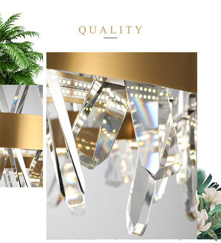 Image of Modern Rectangle Crystal Chandelier for Living and Dining Room
