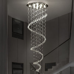 Modern K9 Large LED Spiral Crystal Chandelier
